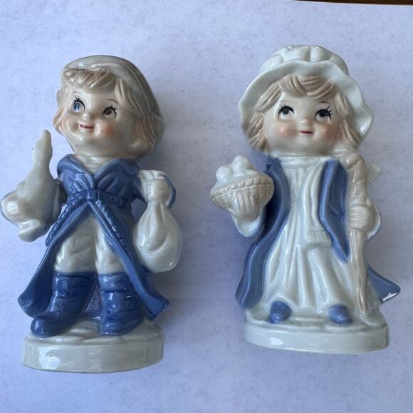 TREASURE MASTERS Korea Set of 2 Boy and Girl Goose Eggs Staff Vintage Figurines - Picture 4 of 7